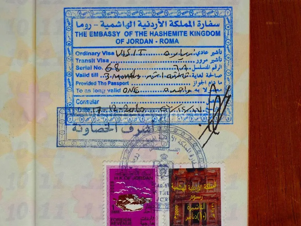 ヨルダンの観光ビザ